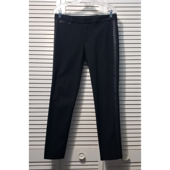 Banana Republic Pants - Banana Republic Sloan Fit Pants Women's 6 Black Faux Leather Stripe Down‎ Leg